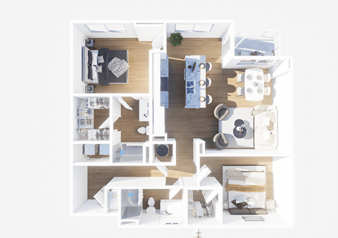 Floor plan for 2 beds, 2 baths, 1165 sqft